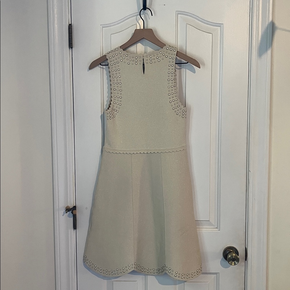 Sandro | Ariane Faux Pearl-Embellished Knitted Dress Gold Metallic Size 38/6 - Picture 9 of 15